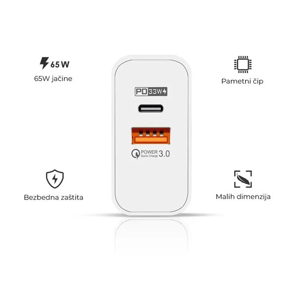 65W brzi USB-C/Type-C punjač - USB-C/Type-C adapter